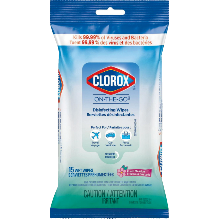 Clorox® Disinfecting On-The-Go Wipes Fresh Meadow 15/pkg