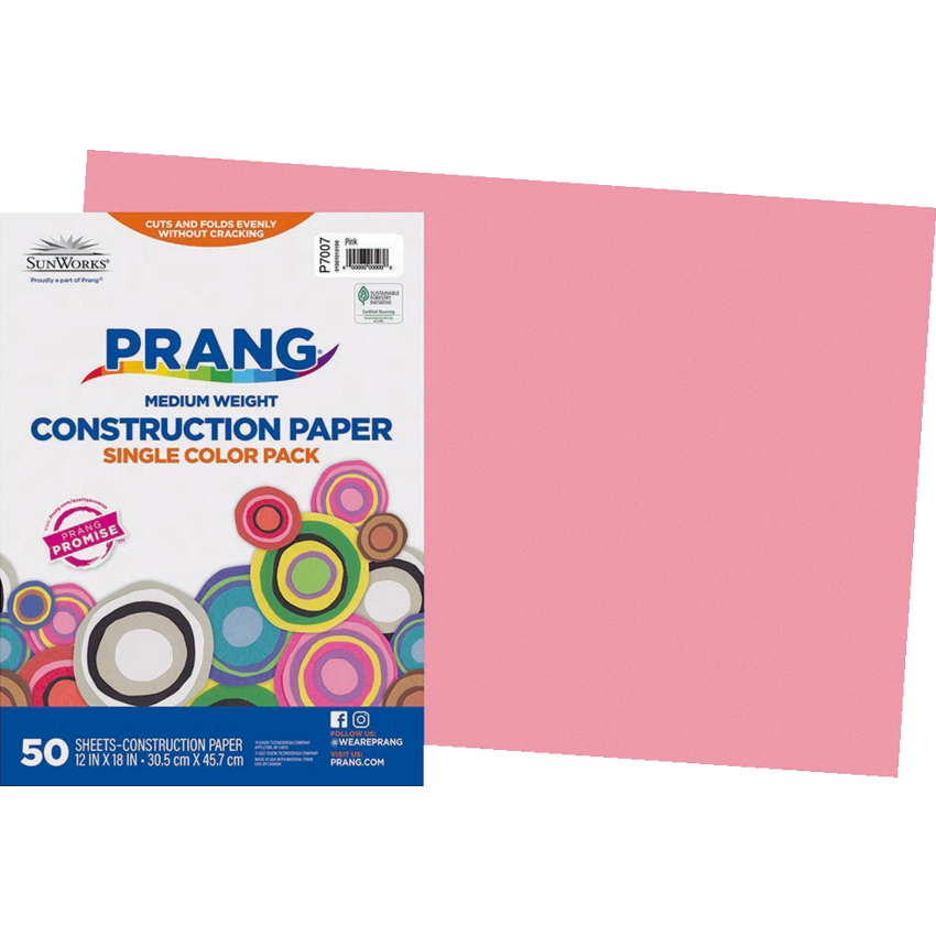 Prang® Construction Paper 12" x 18" Pink 50/pkg