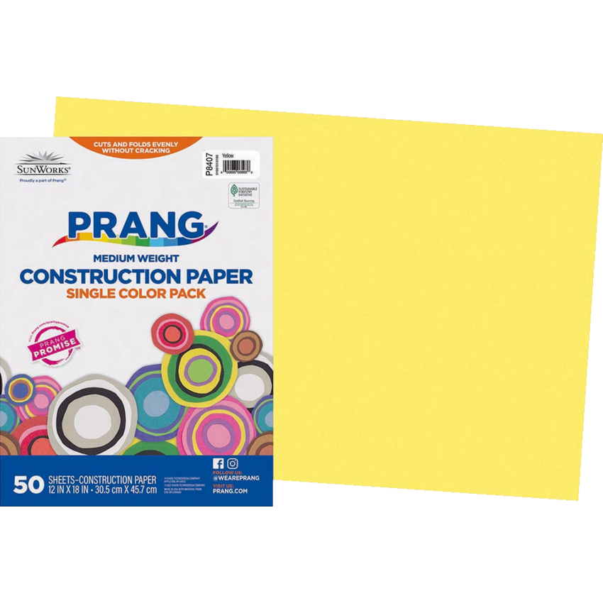 Prang® Construction Paper 12" x 18" Yellow 50/pkg