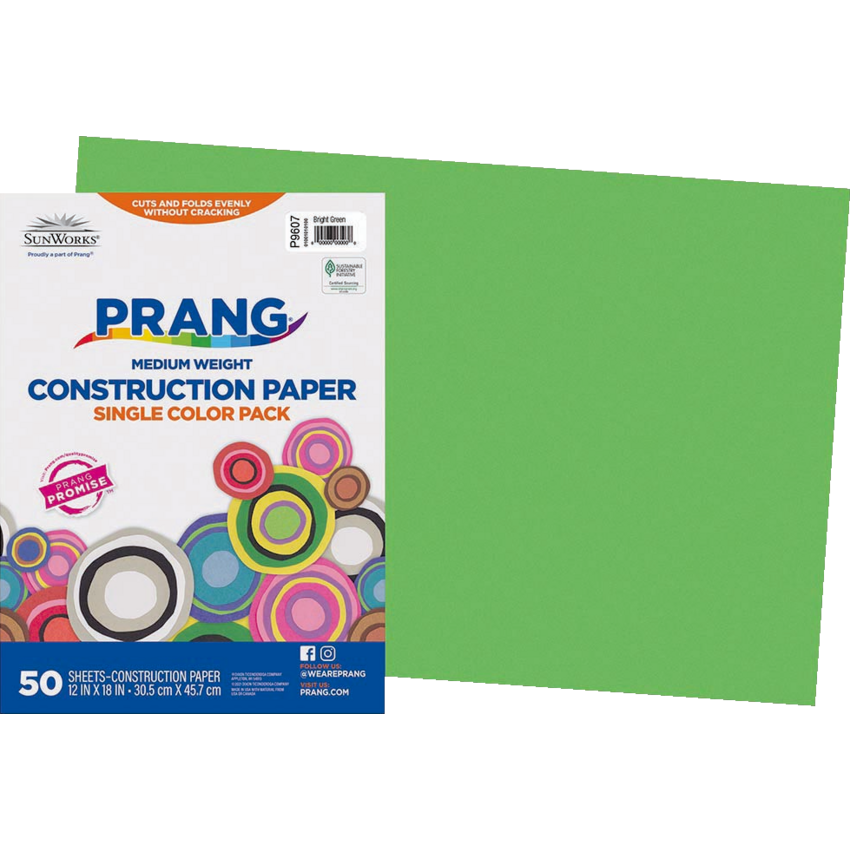 Prang® Construction Paper 12" x 18" Bright Green 50/pkg
