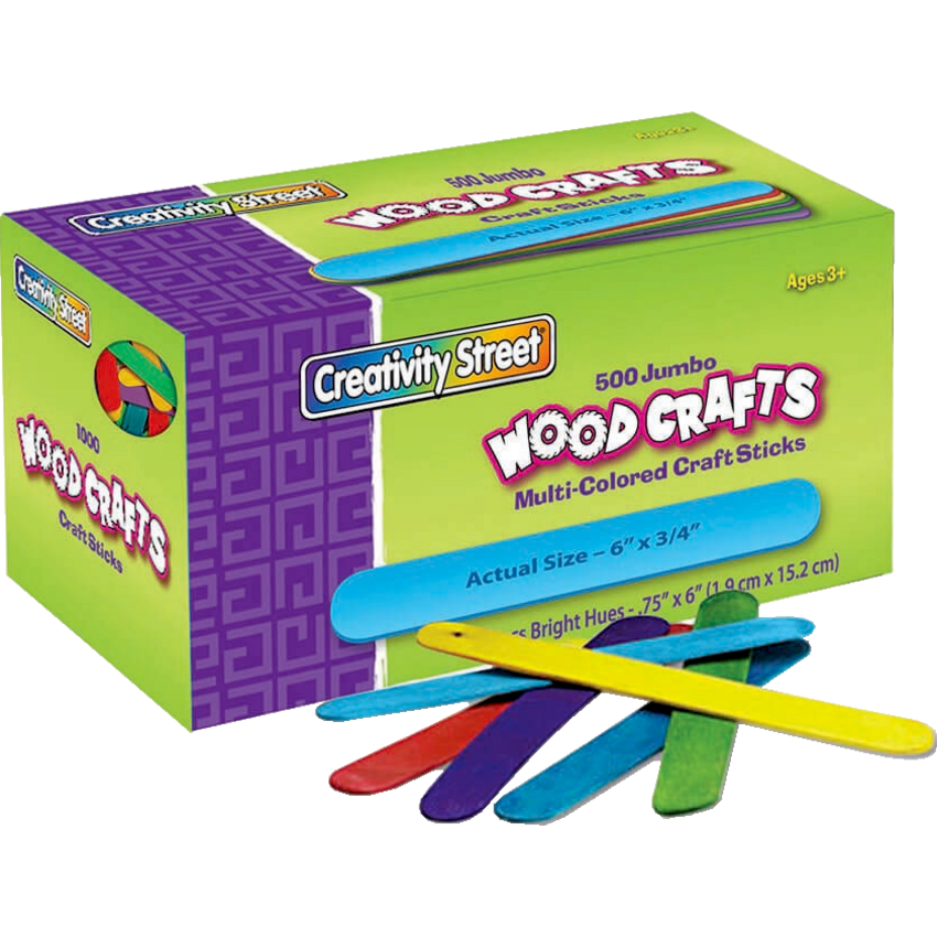 Creativity Street® WoodCrafts Craft Sticks 6" x 3/4" Assorted Colours 500/box