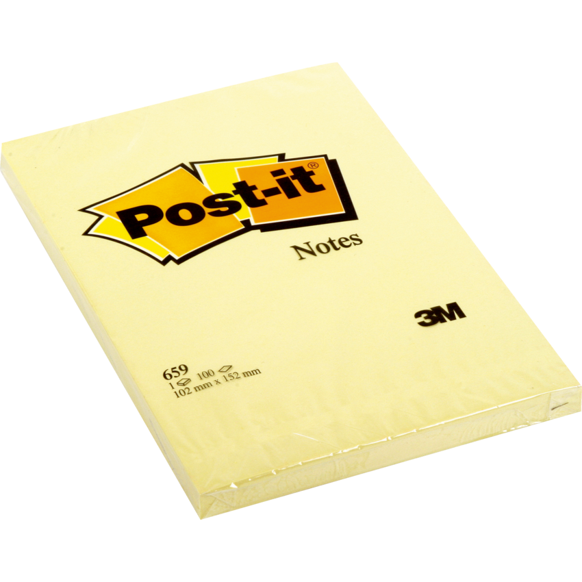 Post-it® Notes 4" x 6" 100 sheets per pad Canary Yellow™