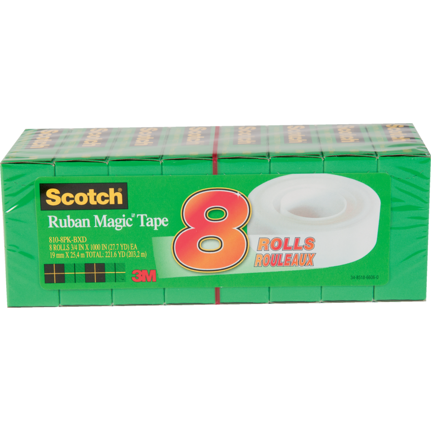 Scotch® Magic™ Invisible Tape Refill 3/4" (19 mm x 25.4m) Clr 8/pkg