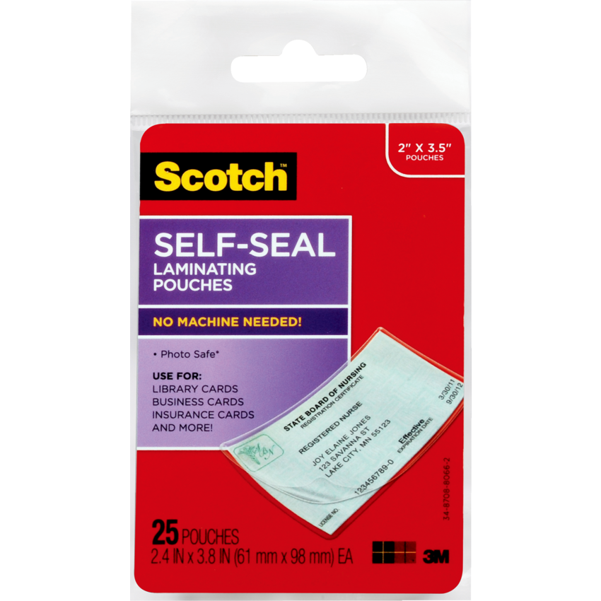 Scotch™ Self-Laminating Pouches Card Protectors 25/pkg