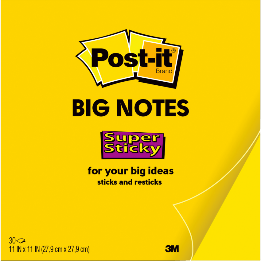 Post-it® Super Sticky Big Notes 11" x 11"Neon Orange 30sheet/pad
