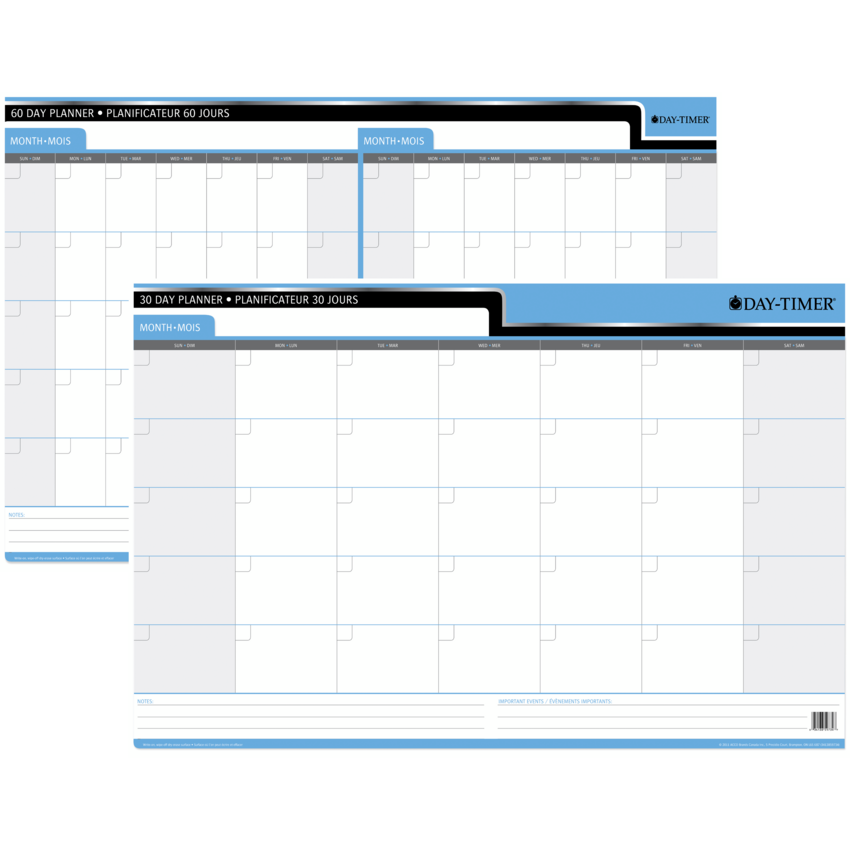 Day-Timer® Double-Sided Flexible Planner 30/60 Day 24" x 36" Bilingual