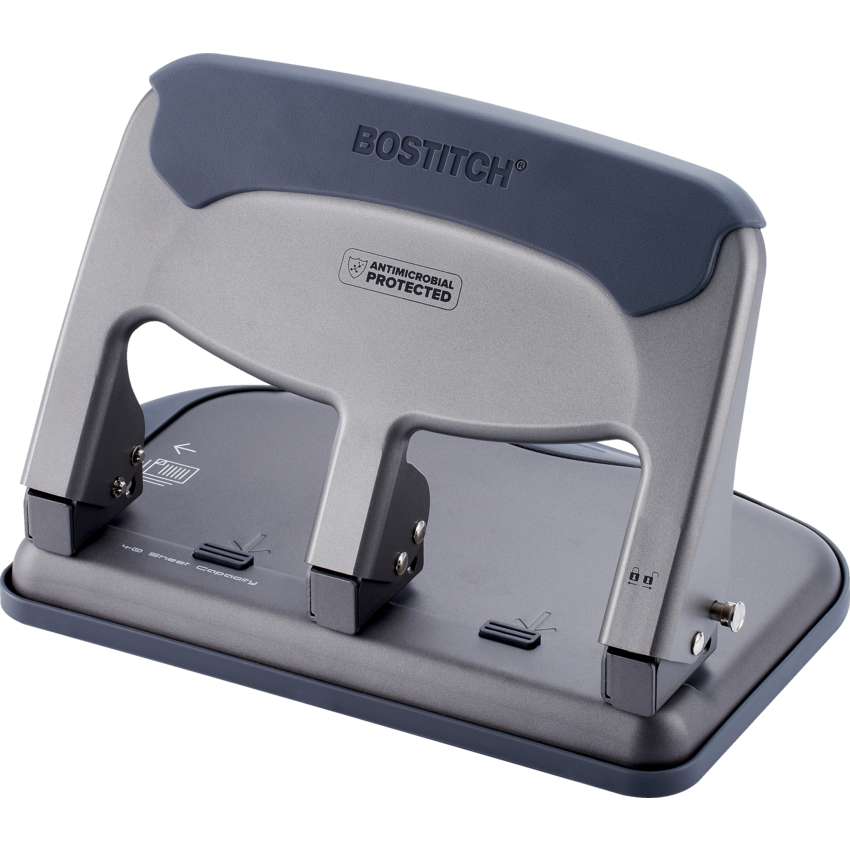 Bostitch® EZ Squeeze™ Three-Hole Punch 40 Sheets Silver and Black