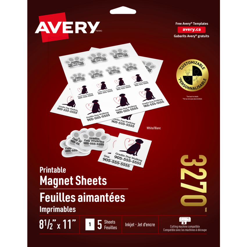 Avery® Magnet Sheets Inkjet 8-1/2" x 11" White 5/pkg