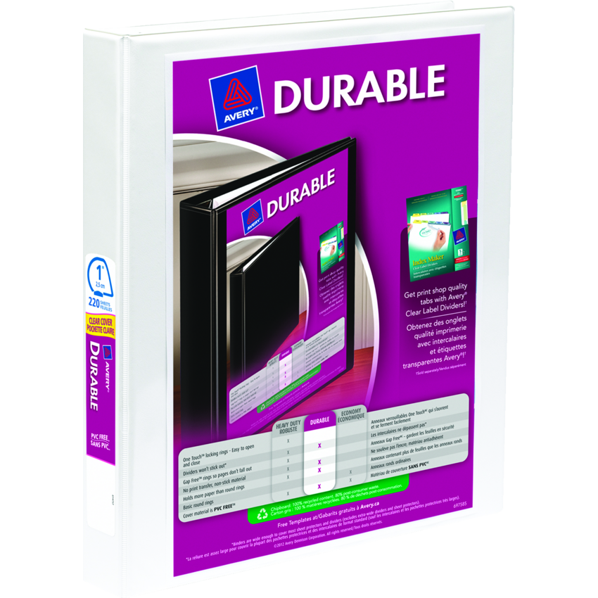 Avery® Durable View Presentation Binder 1" White