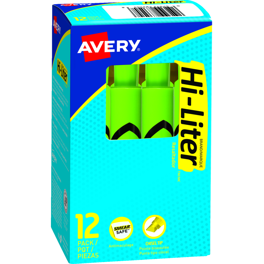 Avery® HI-LITER® Chisel Tip Fluorescent Green 12/box