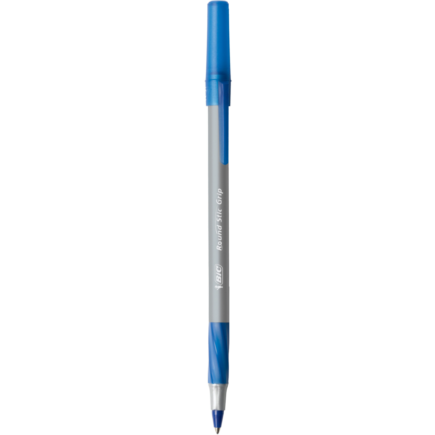 BIC® Round Stic Grip® Pens Fine Point Blue 12/box