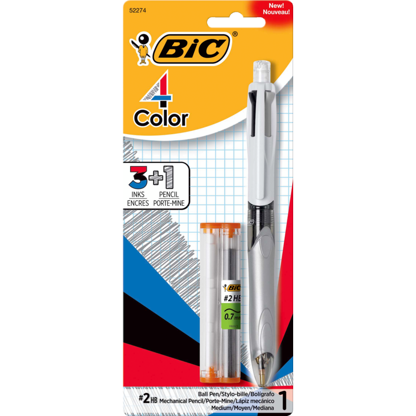 Bic® 4 Color™ 3+1 Retractable Ball Point Pen/Pencil
