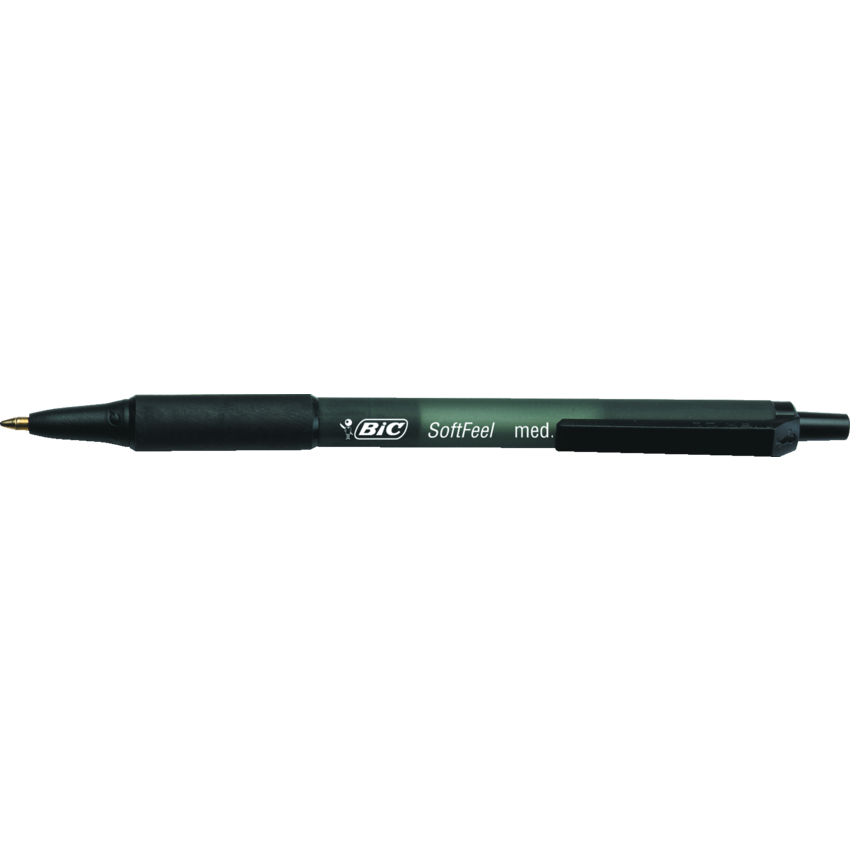 Bic® SoftFeel® Retractable Ball Point Pen Medium Point Black 12/box