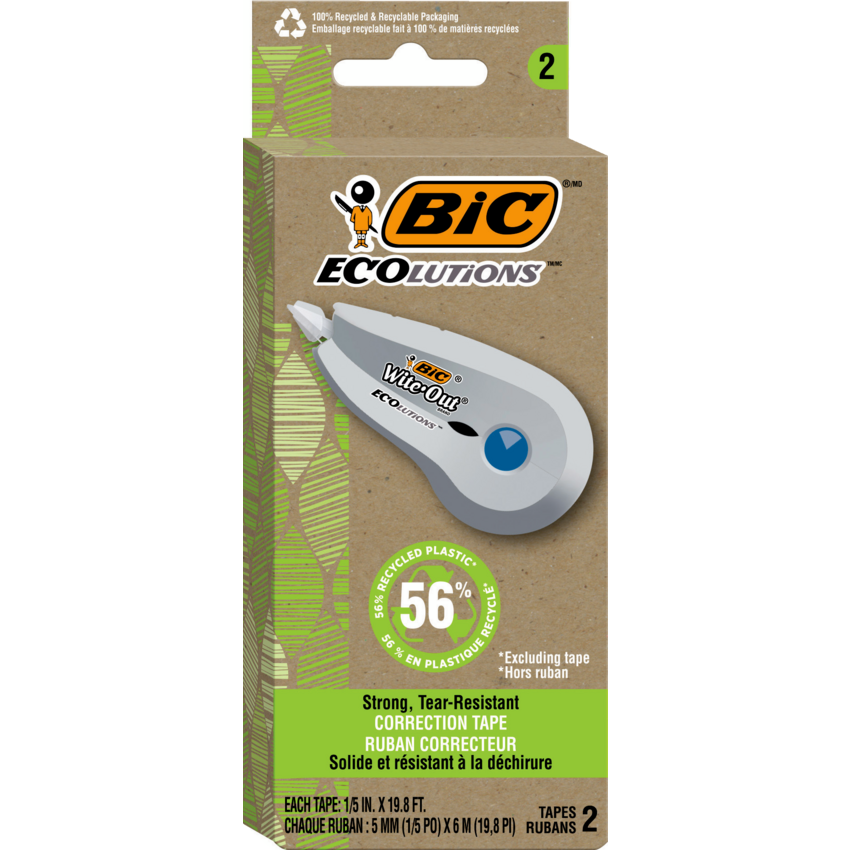 Bic® Wite-Out® Ecolutions™ Correction Tape 1 Line 5mm x 6m 2/pkg