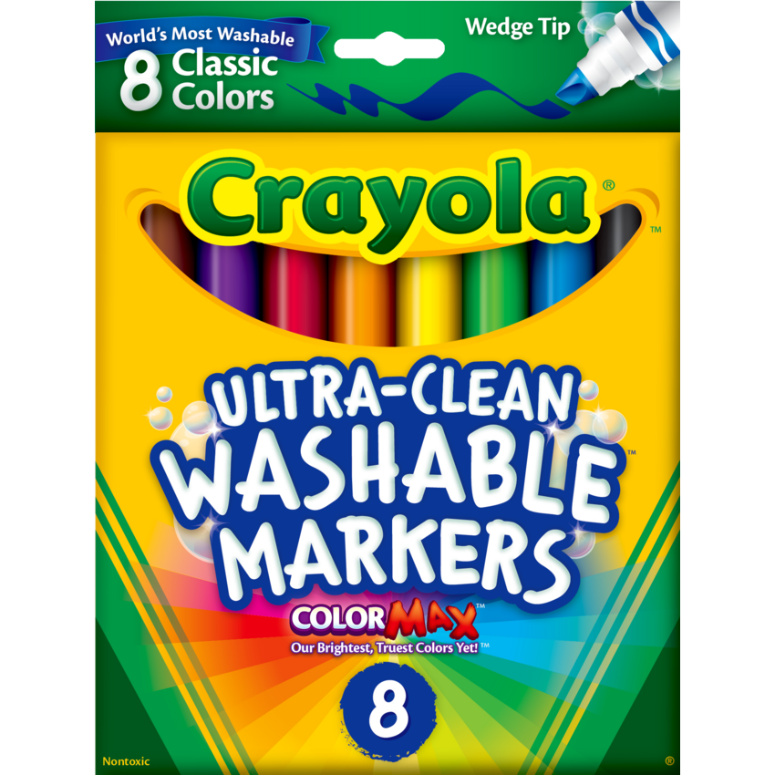 Crayola® Ultra-Clean Washable Chisel Tip Markers Classic Colours 8/pkg