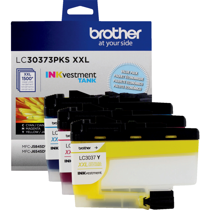 Brother INKvestment Inkjet Cartridge #LC30373PKS XXL Cyan, Magenta, Yellow 3/pkg