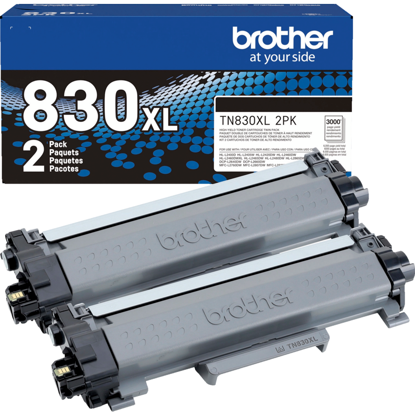 Brother Laser Cartridge High yield TN830XL2PK Black 2/pkg
