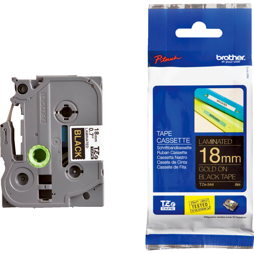 Brother® P-Touch® TZe Tape 3/4" Gold on Black