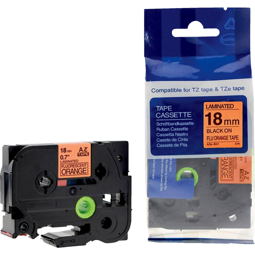 Brother® P-Touch® TZe Tape 3/4" Black on Fluorescent Orange