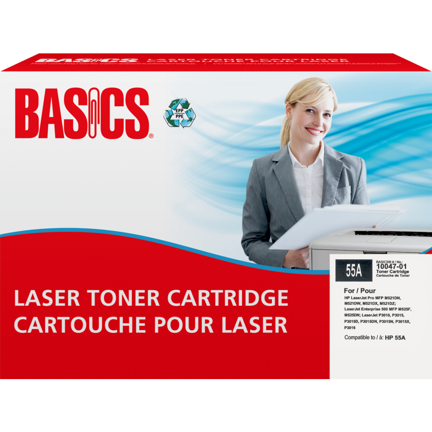 Basics® Remanufactured Laser Cartridge (HP 55A) Black