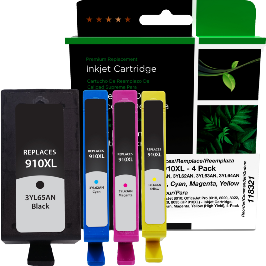 Clover Imaging Remanufactured Inkjet Cartridge HP 910XL High Yield Black, Cyan, Magenta, Yellow 4/pkg