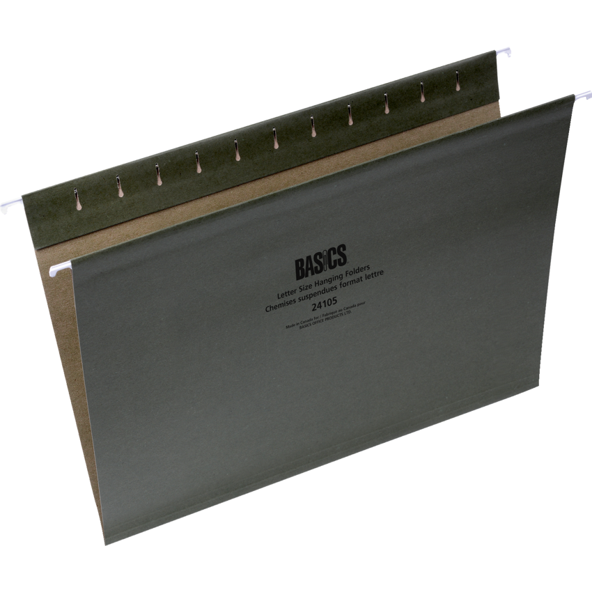 Basics® Coloured Hanging Folders Standard Green 25/box