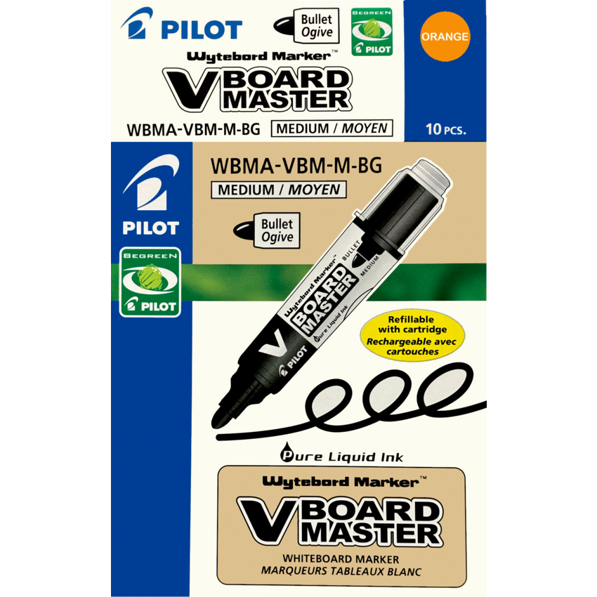 Pilot® BeGreen® V-Board Master Dry Erase Marker Bullet Tip Orange 10/box