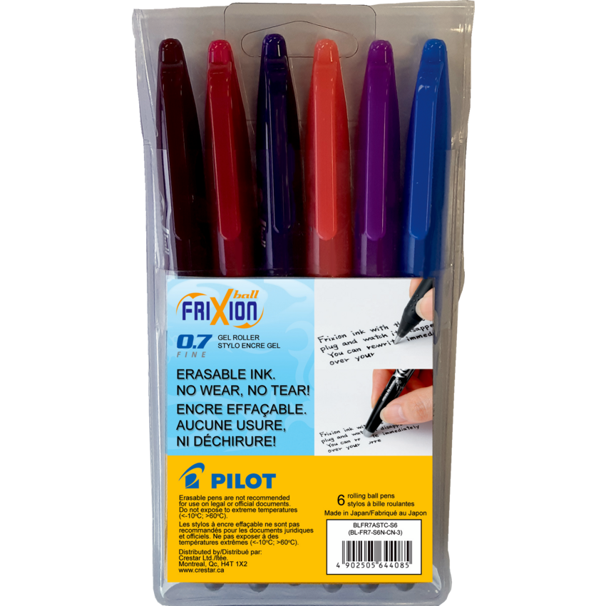 Pilot® Frixion® Ball Erasable Gel Pens 0.7 mm Assorted 6/pkg