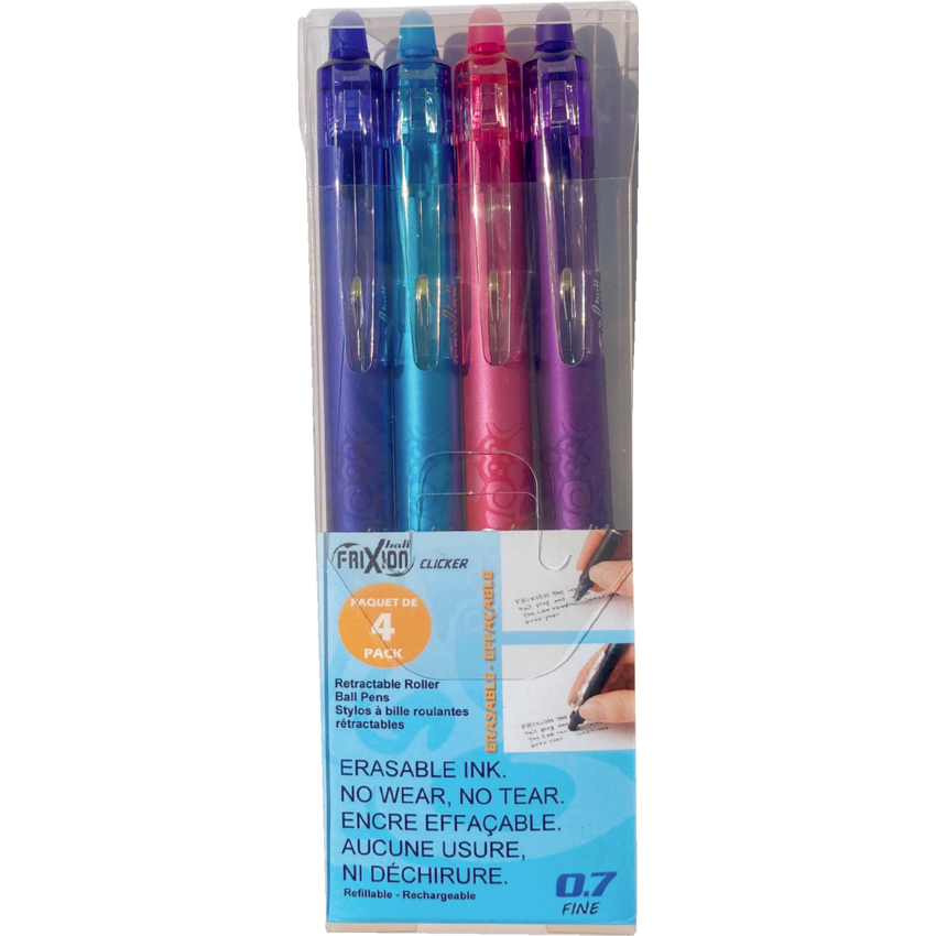 Pilot® FriXion® Ball Clicker Retractable Erasable Gel Pen 0.7 mm Assorted Colours 4/pkg