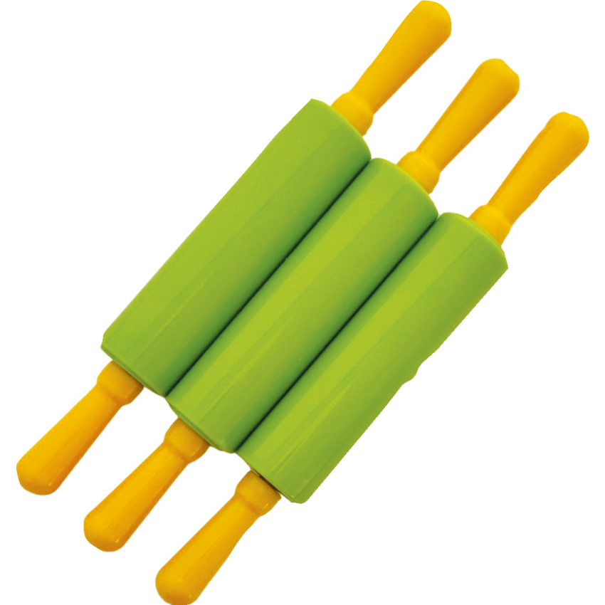 DBLG Plastic Rolling Pins 7-1/3" Green and Yellow 12/pkg