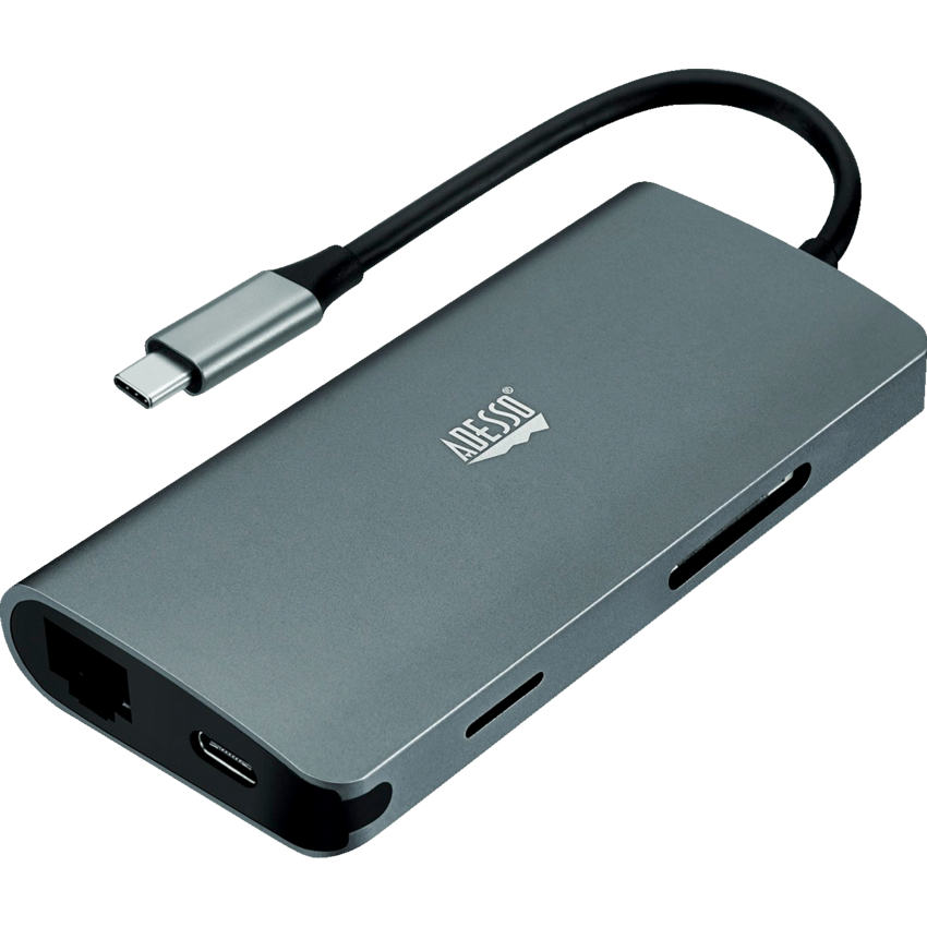 Adesso AUH-4030 8-in-1 USB-C Multi-Port Docking Station Silver