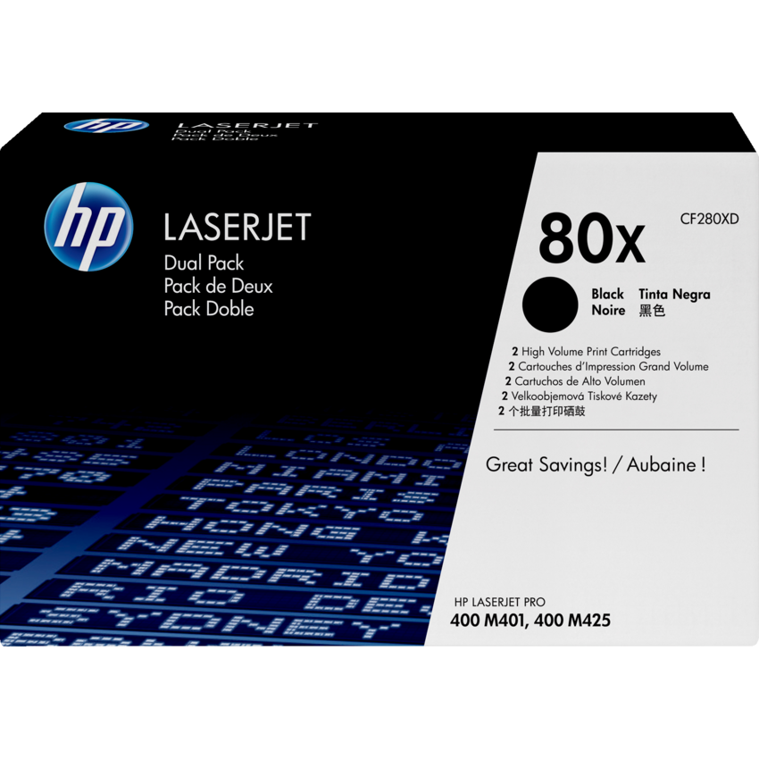 HP Laser Cartridges 80X Black 2/pkg
