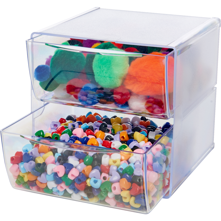 Deflecto® Stackable Storage Cube Two Drawers Clear