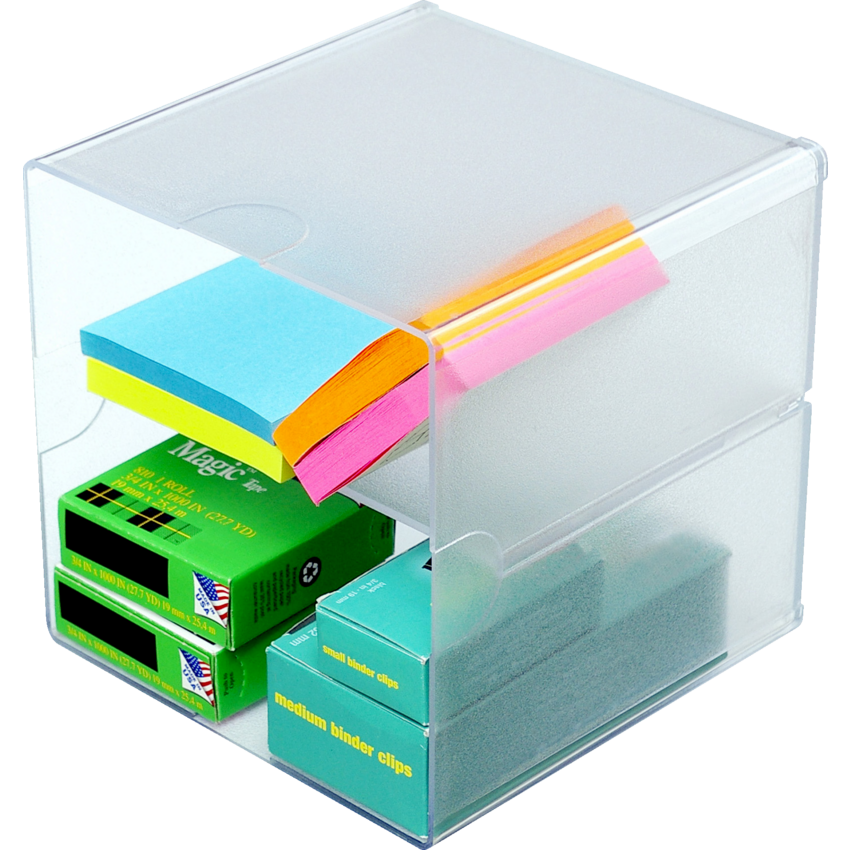 Deflecto® Stackable Storage Cube Divided Cube Clear