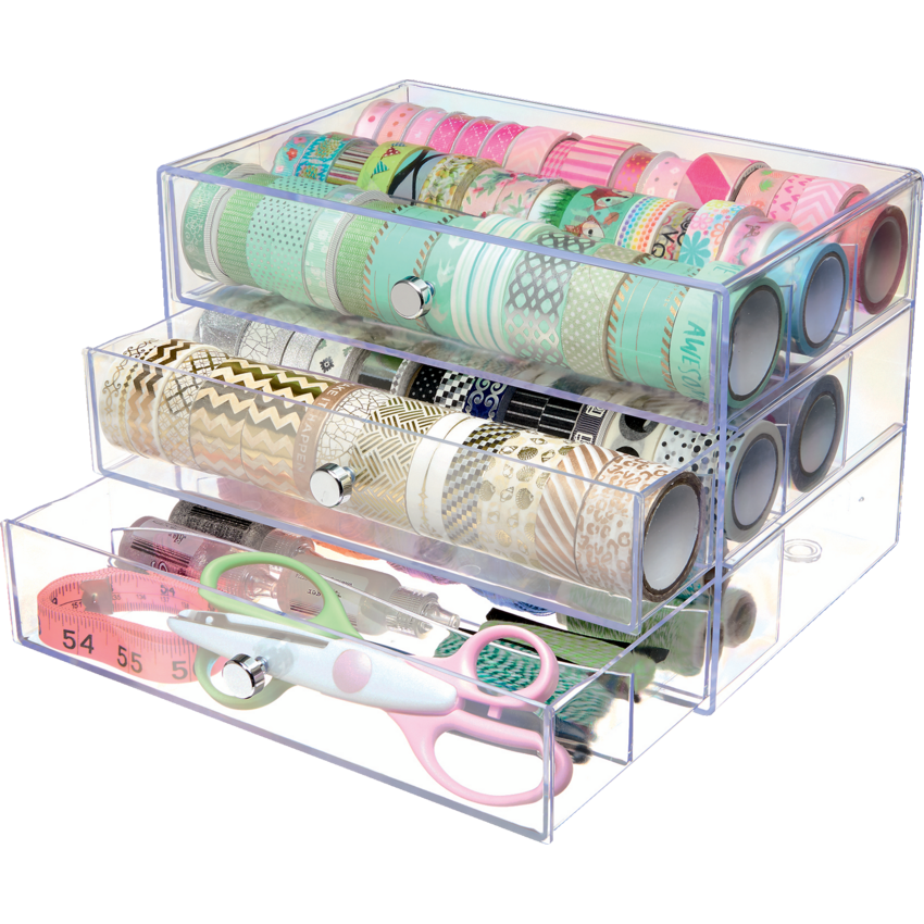 Deflecto® Stackable Storage Organizer 3 Drawer Clear