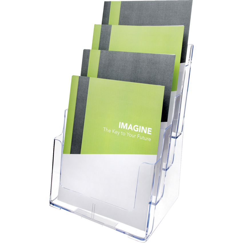 Deflecto® Multi-tier Literature Holder 4 Tier Magazine Clear
