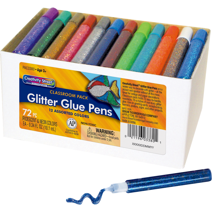 Creativity Street® Glitter Glue Pens 10.1 mL Assorted Colours 72/box