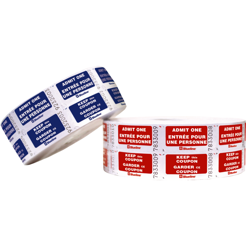 Blueline® Admission Tickets Double Bilingual 2,000/roll