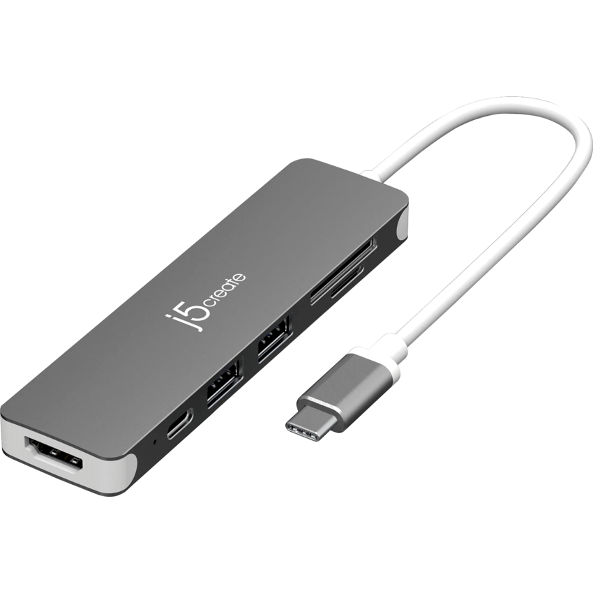 j5create® USB-C® to 4K HDMI™ Multi-Port Hub Grey