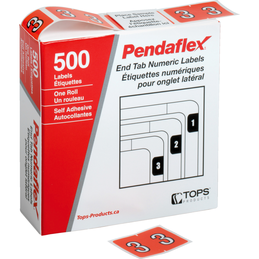 Pendaflex® Numeric Labels #3 Dark Orange 500/box