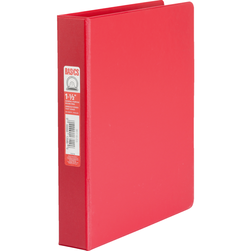 Basics® Round Ring Binder 1-1/2" Red