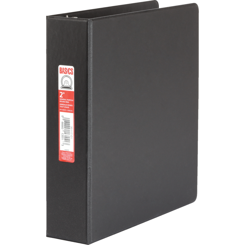 Basics® Round Ring Binder 2" Black