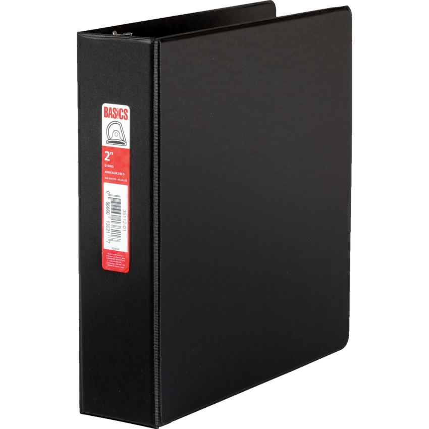 Basics® D-Ring Binder 2" Black