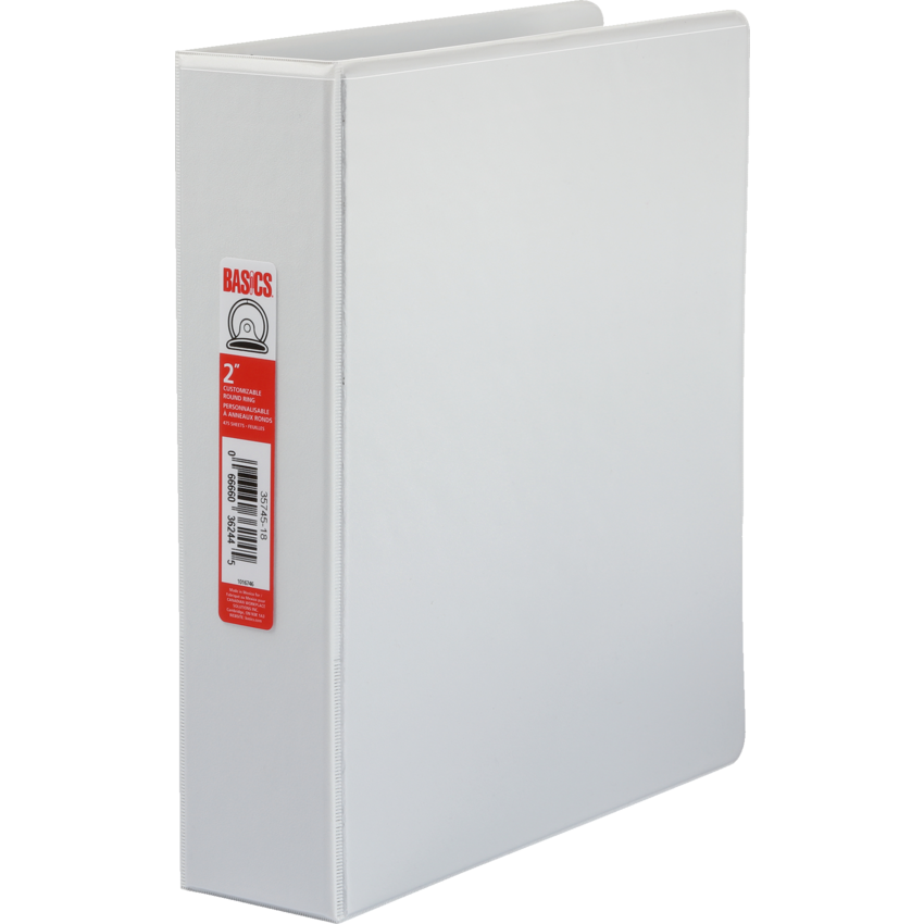 Basics® Customizable Round Ring Binder 2" White