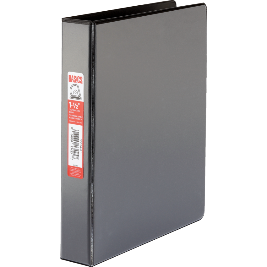 Basics® Customizable D-Ring Binder 1-1/2" Black