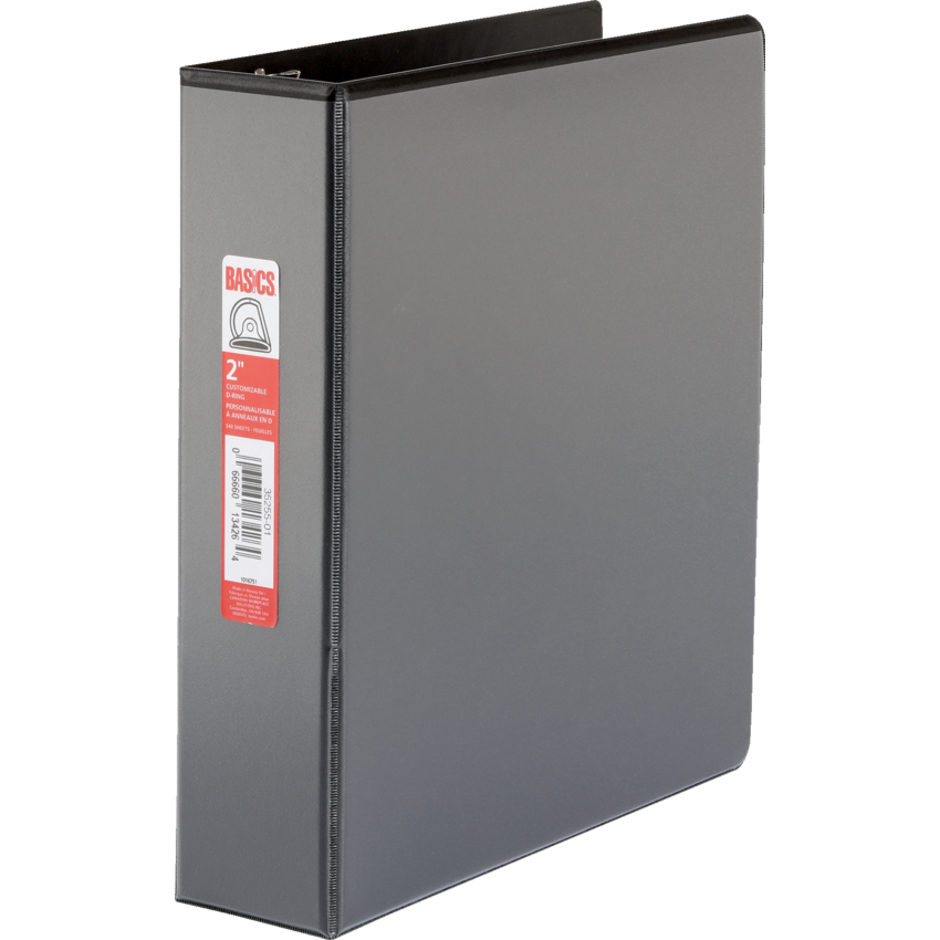 Basics® Customizable D-Ring Binder 2" Black