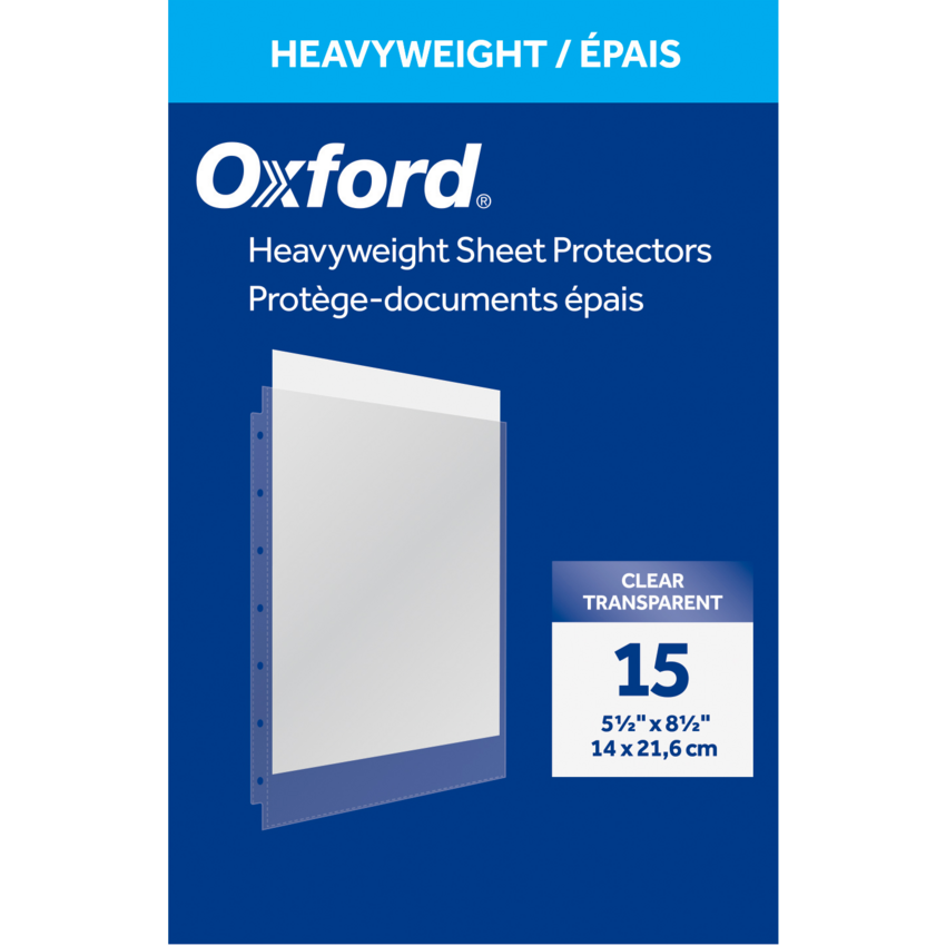 Oxford® Heavyweight Sheet Protectors 8-1/2 x 5-1/2 15/pkg