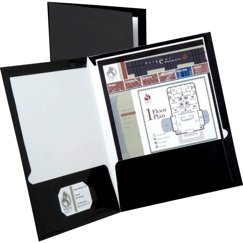 Oxford® Showfolio™ Laminated Twin Pocket Portfolio Black 25/box