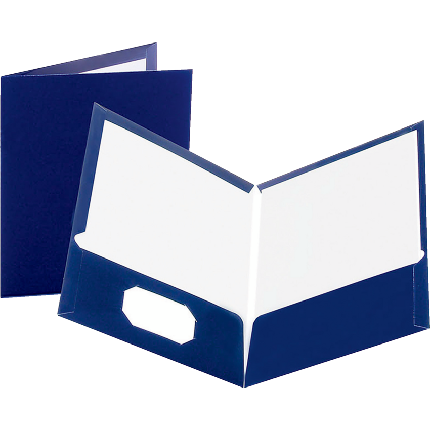Oxford® Showfolio™ Laminated Twin Pocket Portfolio 11-3/4" x 9-1/2" Dark Blue 25/box
