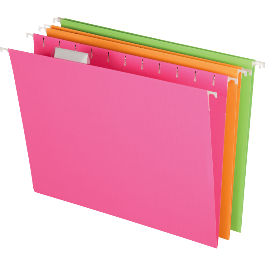 Pendaflex® Glow Hanging Folders Letter Assorted Neon Colours 12/pkg